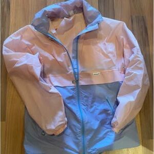 XL K-Way Pink and Grey Drawstring Rain Jacket